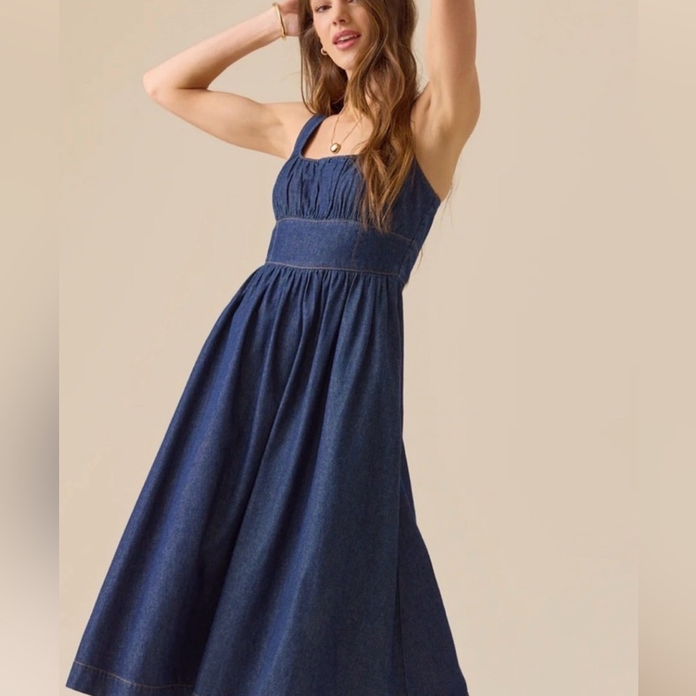 Janice Denim Midi Dress new with tags Altar’d State